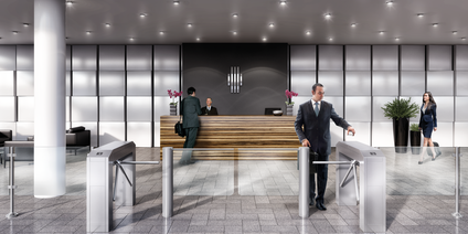 Personenvereinzelungssystem von Gretsch-Unitas für sichere Zutrittskontrolle, ideal für Eingangsbereiche in Unternehmen, Behörden und öffentlichen Einrichtungen.