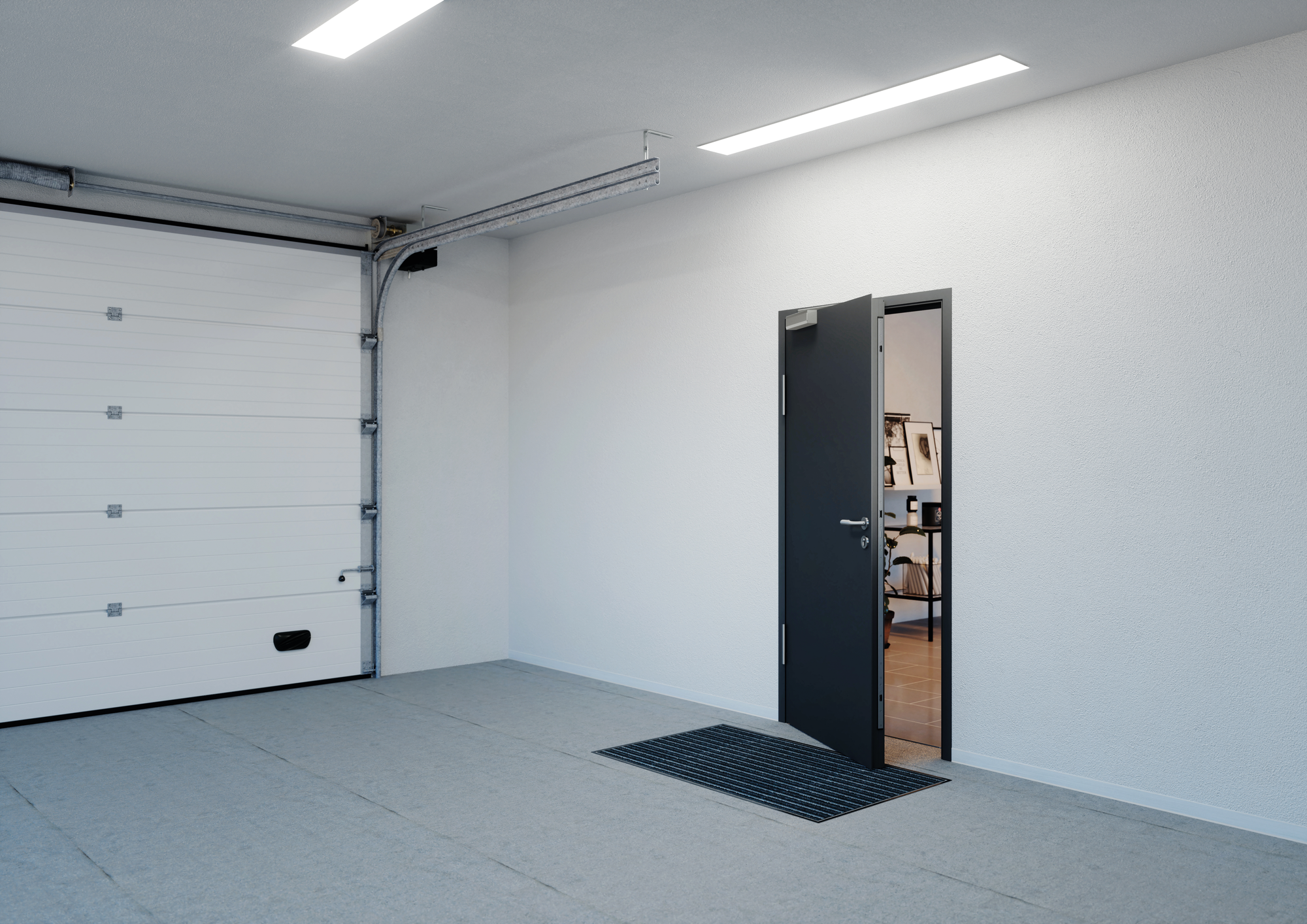Garagentür aus Metall mit Verschlusssystem GU SECURY Automatic FH, Tür geöffnet